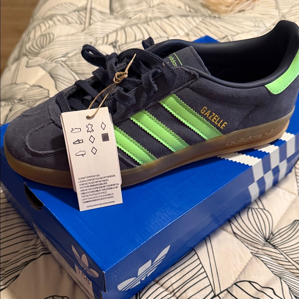 Adidas Gazelle Men's Sneakers - Dark Blue and Lime